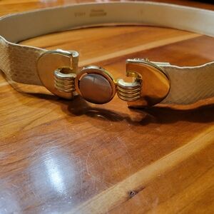 Vintage Gold and Cream Women's Snakeskin Belt